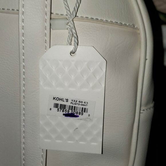 OMG white floral rose back pack New with tags Zip closure leather like New - Picture 2 of 6